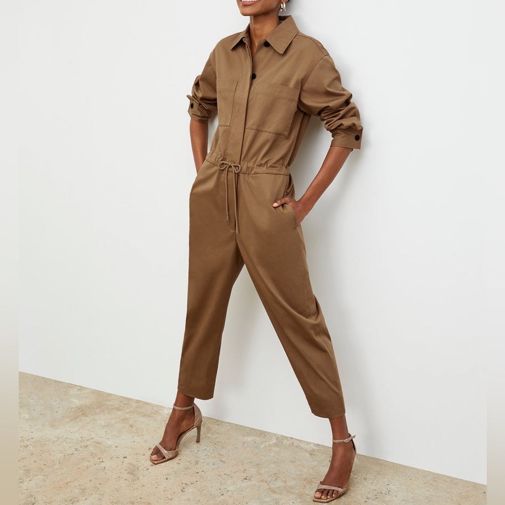 MM Lafleur Taupe Utility Jumpsuit with Drawstring Waist